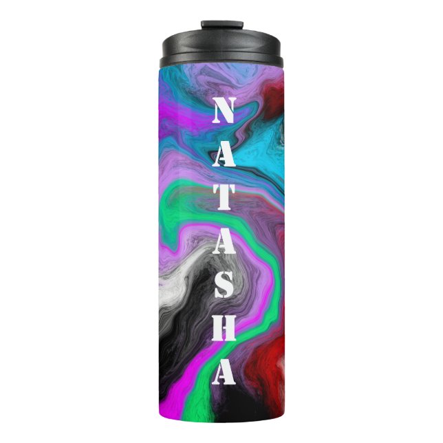 Personalized Colourful Marble Art Explosion   Thermal Tumbler (Front)