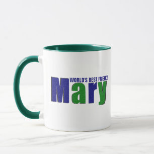 Personalized Colourful "Mary" Name, Green and Blue Mug