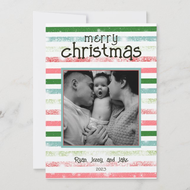 Personalized Colourful Merry Christmas Card (Front)