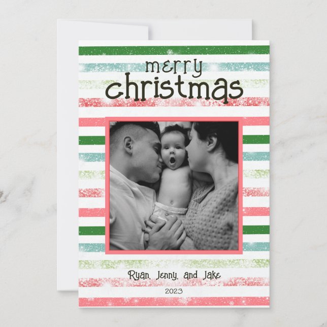 Personalized Colourful Merry Christmas Card (Front)