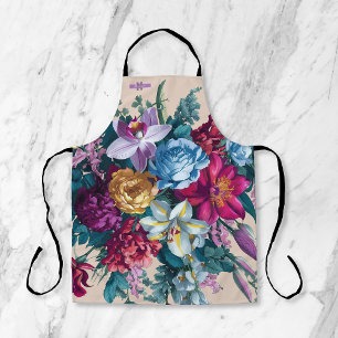 Personalized Colourful modern floral monogram Apron