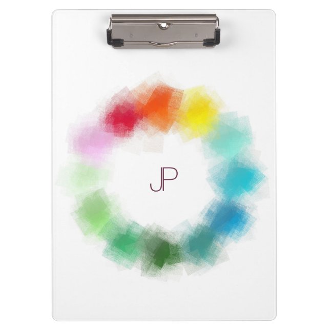 Personalized Colourful Monogram Modern Template Clipboard (Front)