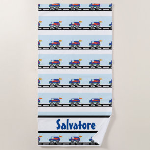 Personalized Colourful Monster Truck Beach Towel