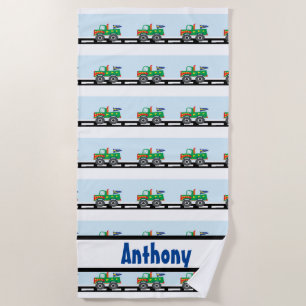 Personalized Colourful Monster Truck Beach Towel