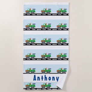 Personalized Colourful Monster Truck Beach Towel