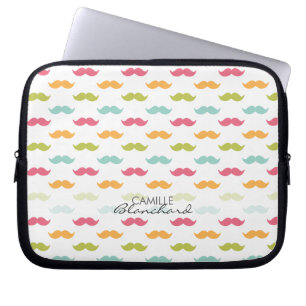 Personalized Colourful Moustache Lovers Laptop Sleeve
