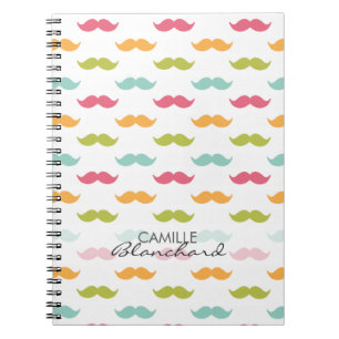 Personalized Colourful Moustache Lovers Notebook