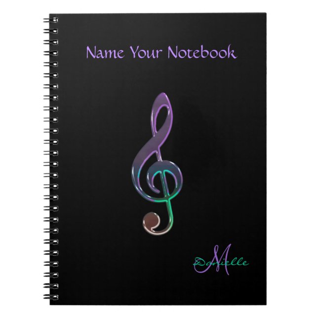 Personalized Colourful Music Clef Notebook (Front)