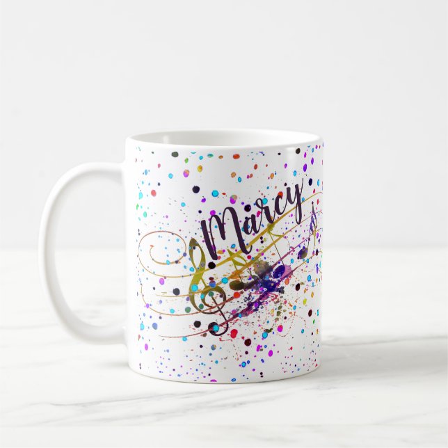 Personalized Colourful music splatter Coffee Mug (Left)