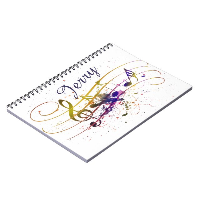 Personalized Colourful music splatter Notebook (Left Side)