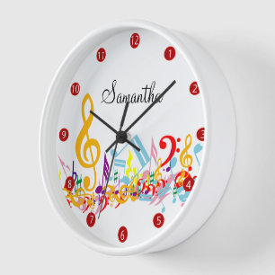 Personalized Colourful Musical Notes Wall Clock