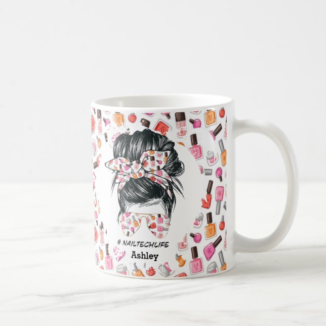 Personalized Colourful Nail Tech Life   Coffee Mug (Right)