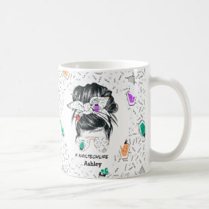 Personalized Colourful Nail Tech Life Fun Coffee Mug