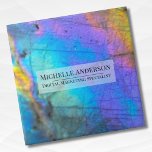 Personalized Colourful Name Tile<br><div class="desc">Stunning and colourful rainbow hued labradorite stone photo makes the perfect backdrop for a simple and modern design. This is a closeup of a real natural labradorite stone with blue, purple, pink, yellow, and green. These can be used for any business or individual, or it would also be perfect for...</div>