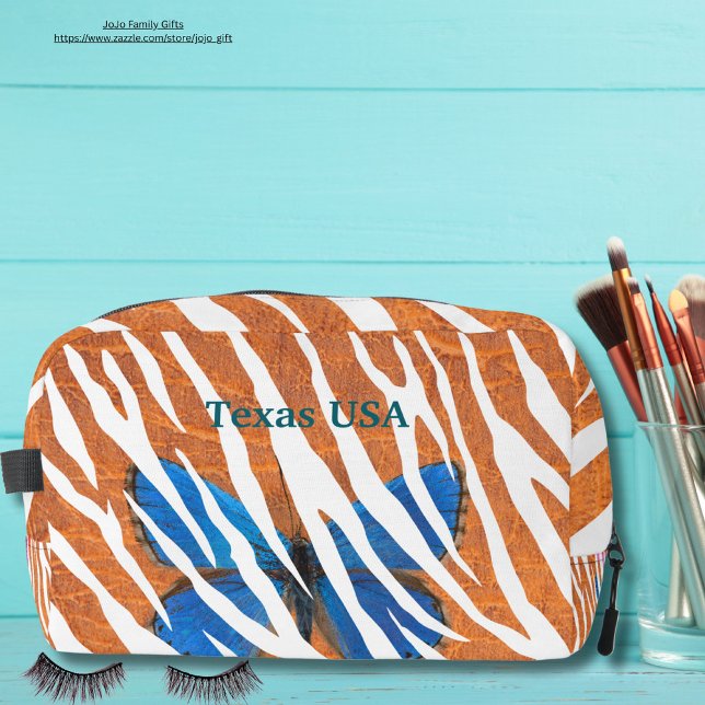 Personalized colourful orange background Butterfly Dopp Kit (Creator Uploaded)