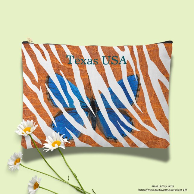 Personalized colourful orange leather White patter Accessory Pouch (Creator Uploaded)