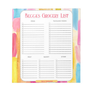 Personalized Colourful Paint Grocery List Notepad