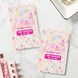 Personalized Colourful Paint Splatter VIP Birthday Badge