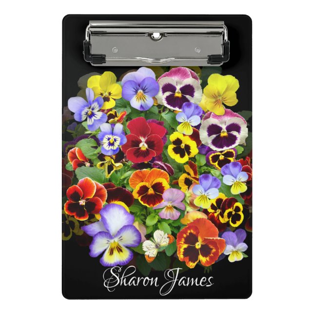 Personalized Colourful Pansy Arrangement  Mini Cli Clipboard (Front)