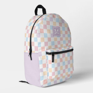 Personalized Colourful Pastel Chequered Pattern Printed Backpack