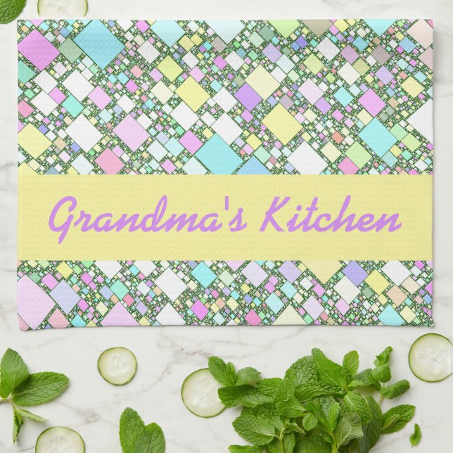Personalized Colourful Pastel Mini Boxes Abstract Kitchen Towel (Folded)