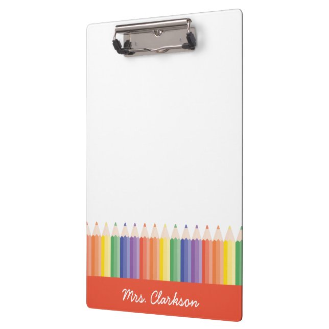 Personalized Colourful Pencils Teacher Clipboard (Left)