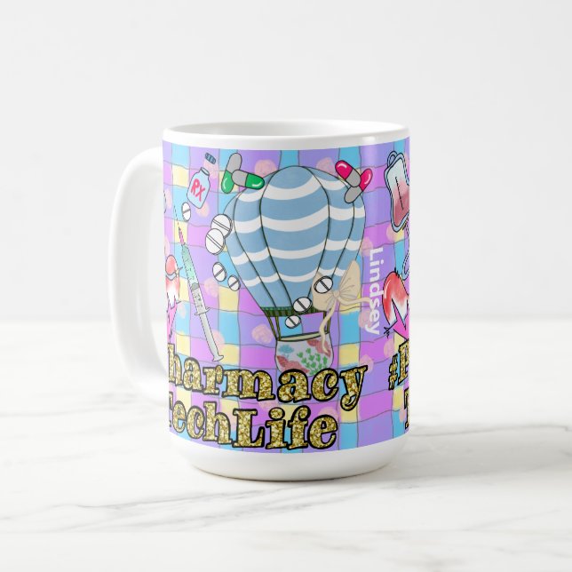 Personalized Colourful Pharmacy Tech Coffee Mug (Front Left)