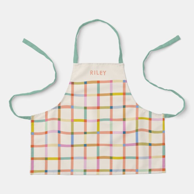 Personalized Colourful Plaid Apron (Front)