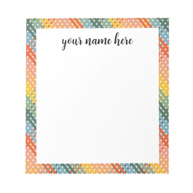 Personalized Colourful Plaid Notepad (Front)