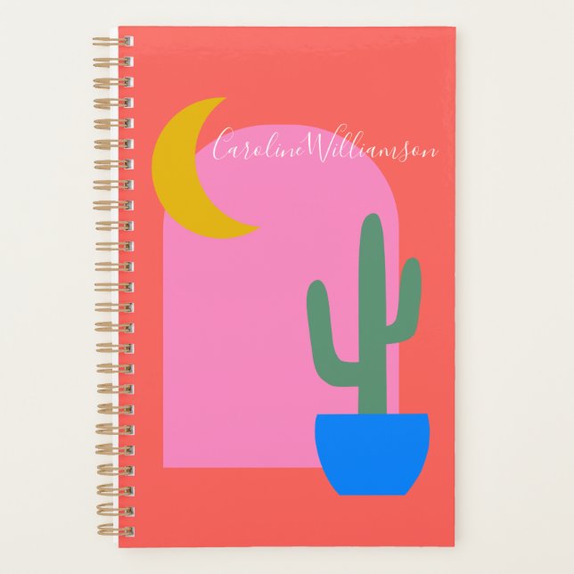 Personalized Colourful Playful Desert Cactus Brigh Planner (Front)