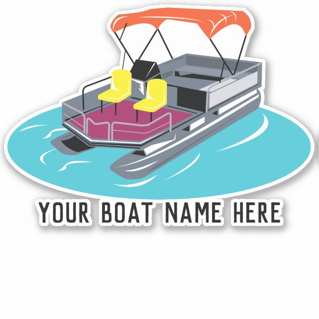 Personalized Colourful Pontoon Boat Decal Sticker (Front)