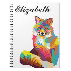 Personalized Colourful Pop Art Fox Notebook