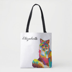 Personalized Colourful Pop Art Fox Tote Bag