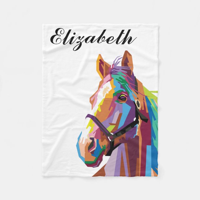 Personalized Colourful Pop Art Horse Fleece Blanket (Front)