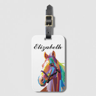 Personalized Colourful Pop Art Horse Luggage Tag