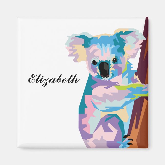 Personalized Colourful Pop Art Koala Magnet (Front)