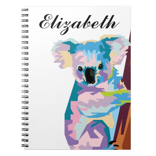 Personalized Colourful Pop Art Koala Notebook (Front)