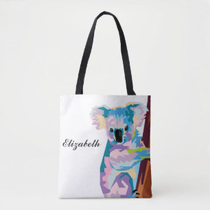 Personalized Colourful Pop Art Koala Tote Bag