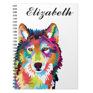 Personalized Colourful Pop Art Wolf Notebook