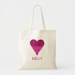 Personalized Colourful Purple Heart Tote Bag
