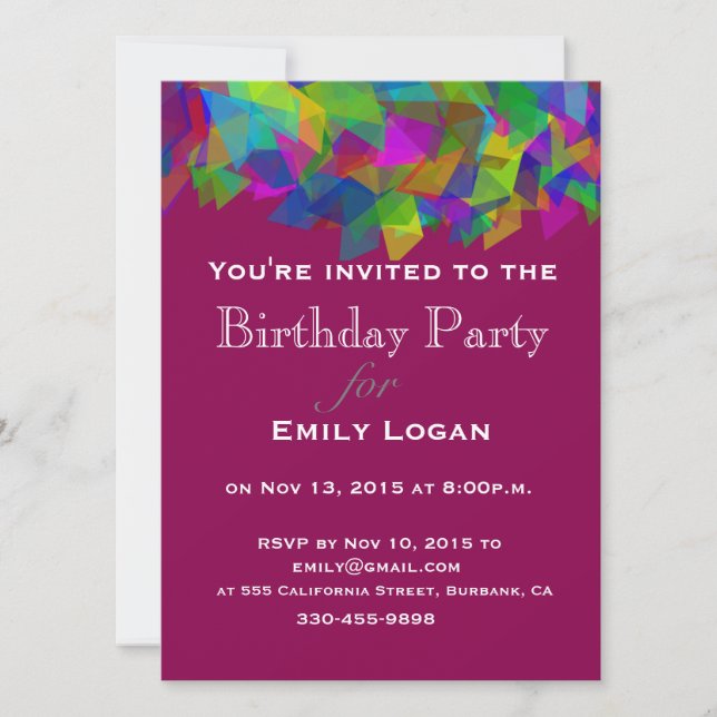 Personalized Colourful Puzzle Invitation (Front)