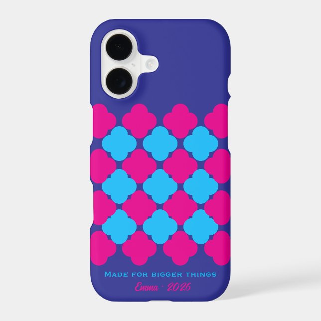 Personalized Colourful Quatrefoil  name Phone Case (Back)
