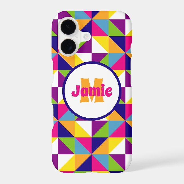 Personalized Colourful Quilted Look Triangles 2 (Back)