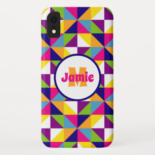 Personalized Colourful Quilted Look Triangles 2 iPhone XR Case