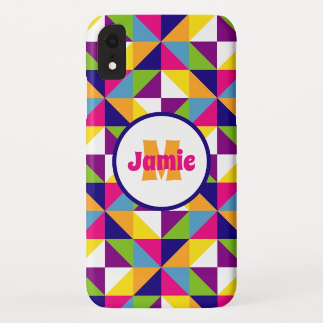 Personalized Colourful Quilted Look Triangles 2 Case-Mate iPhone Case (Back)