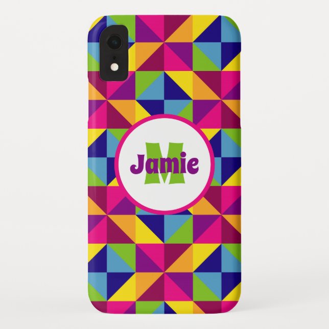 Personalized Colourful Quilted Look Triangles Case-Mate iPhone Case (Back)