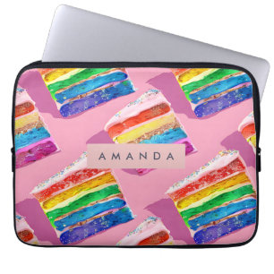 Personalized Colourful Rainbow Cake Slice Laptop Sleeve