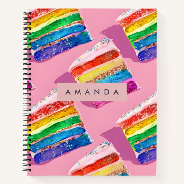 Personalized Colourful Rainbow Cake Slice Notebook (Front)