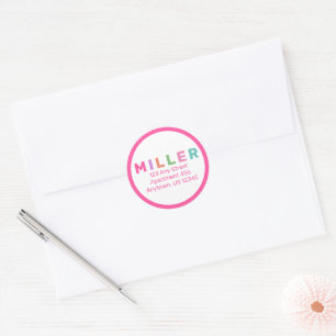 Personalized colourful rainbow return address labe classic round sticker
