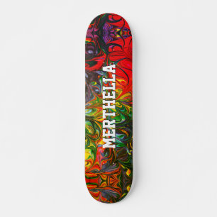 Personalized Colourful Red Abstract Skateboard